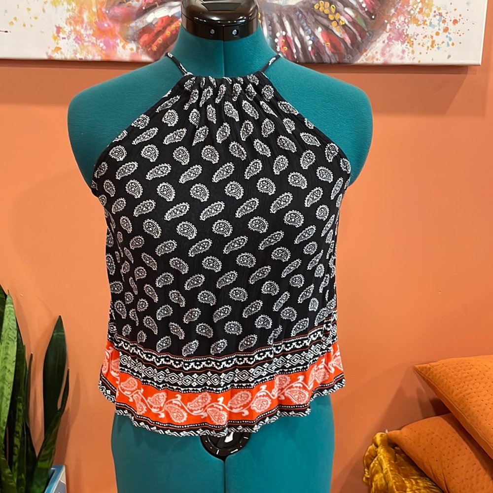 Forever 21 cropped bandana print halter top